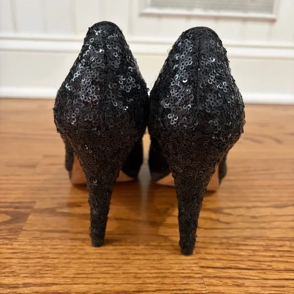 WHBM Sequined Black Stiletto Platform Pumps - Picture 5 of 8